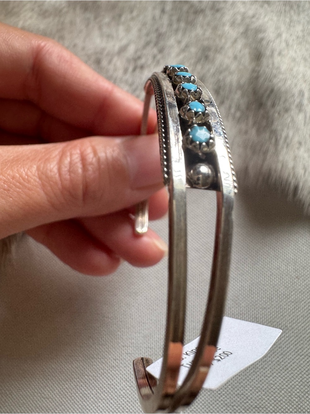 Native American Bracelet with Turquoise Bead Accents - Picture 3 of 6